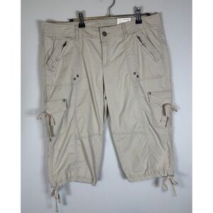 Arizona Jeans JCP Y2K Cargo Capris Khaki Tan Drawstring Ties New NWT Juniors 13